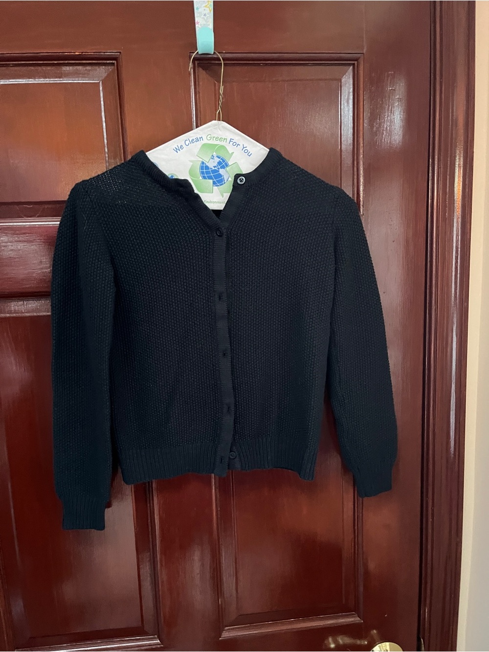 Classic navy knit Button-Up kids med 8-10 Sweater Cardigan.